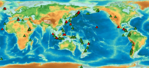 Carte des volcans dans le monde